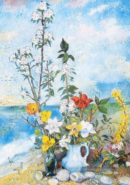 moderne Tableau Peinture - nature morte avec une cruche fleurs décor moderne